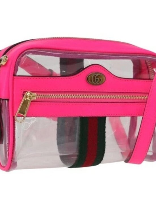 Gucci Handbags - GUCCI Web Sherry Line Shoulder Bag Vinyl Clear Pink 517350 Auth YKZ583A